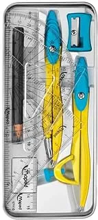 Maped 199113 - Study Pop Mathset School Compass Set All-in-One Metal Mini Tracing + Sharpener Eraser Pencil, Blue