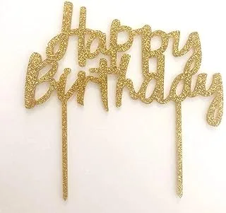 Club Green Gold Glitter Acrylic Happy Birthday Cake Topper