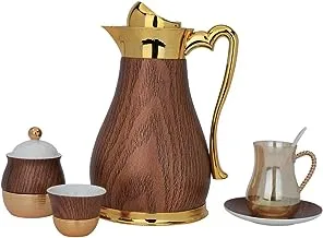 Alsaif Gallery Dark Wooden Tea and Coffee Serving Set 52-Pieces