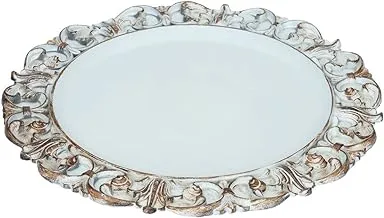 Alsaif Gallery White Round Fiber Serving Plate with Decorative Edges