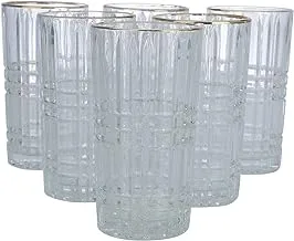 Alsaif Gallery Max Gold Line Resistant Glass Water Cup Set 6-Pieces