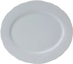 Alsaif Gallery White Flat Oval Porcelain Plate 12 Inch