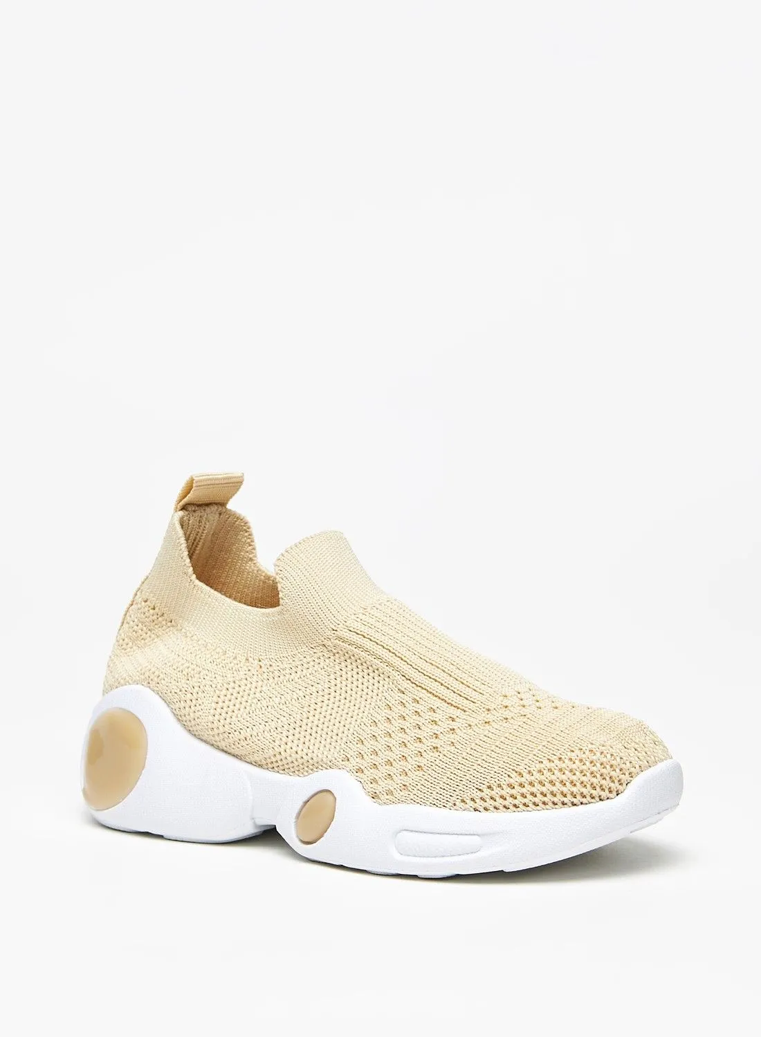 shoexpress Textured Slip-On Sports Shoes Beige