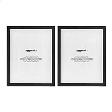 AmazonBasics Photo Frame with Mat - 28 x 36 cm matted to 20 x 25 cm, Black, 2-Pack