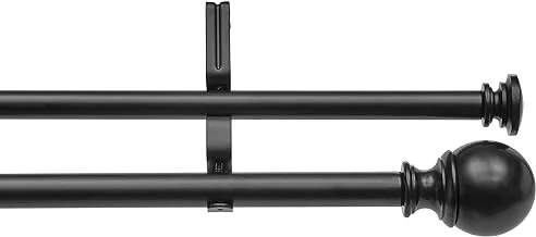 AmazonBasics 2,54 cm Double Curtain Rod with Round Finials, 0,9 to 1,83 m, Black