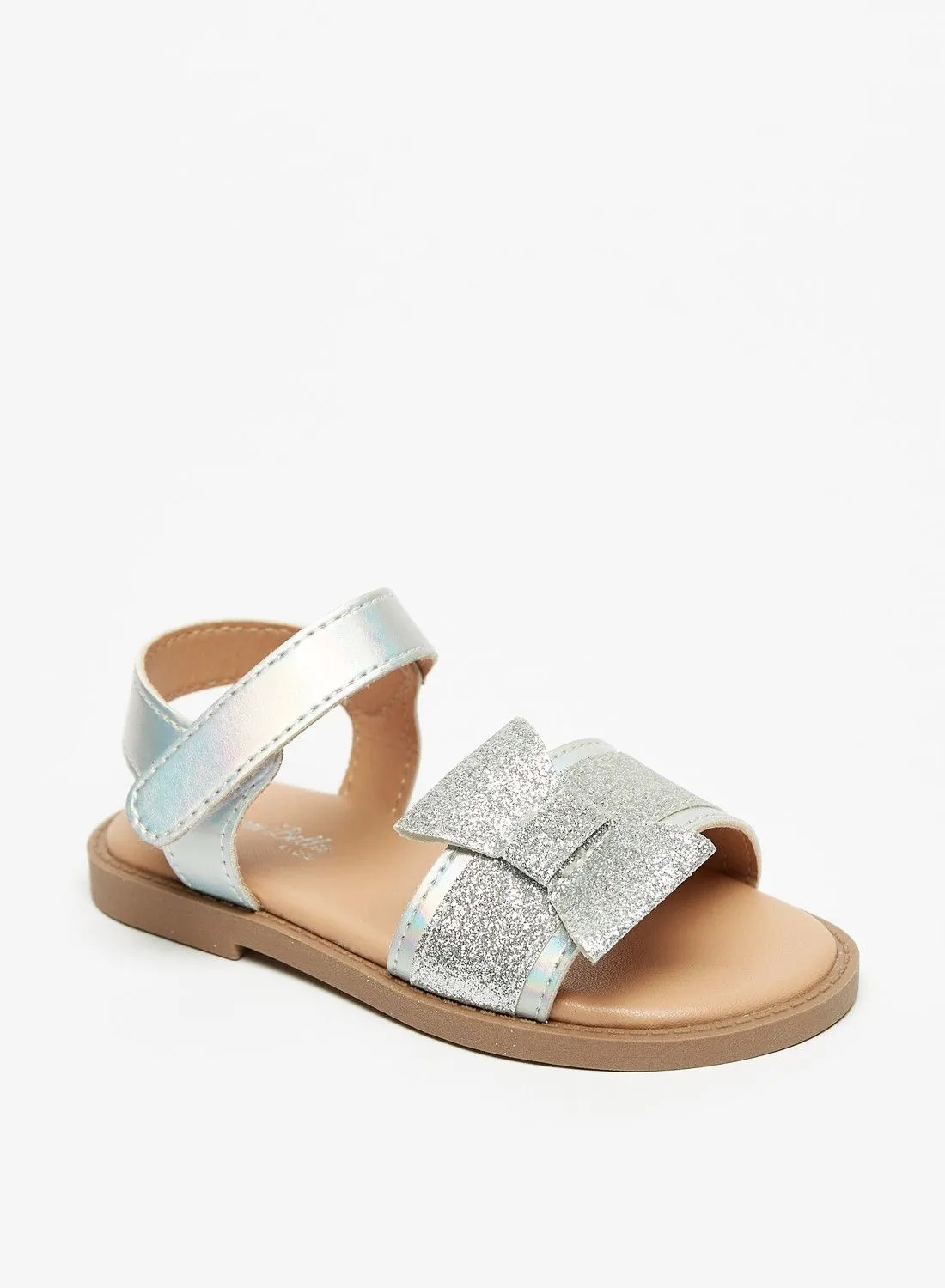 Flora Bella Glitter Textured Sandals with Hook and Loop Closure