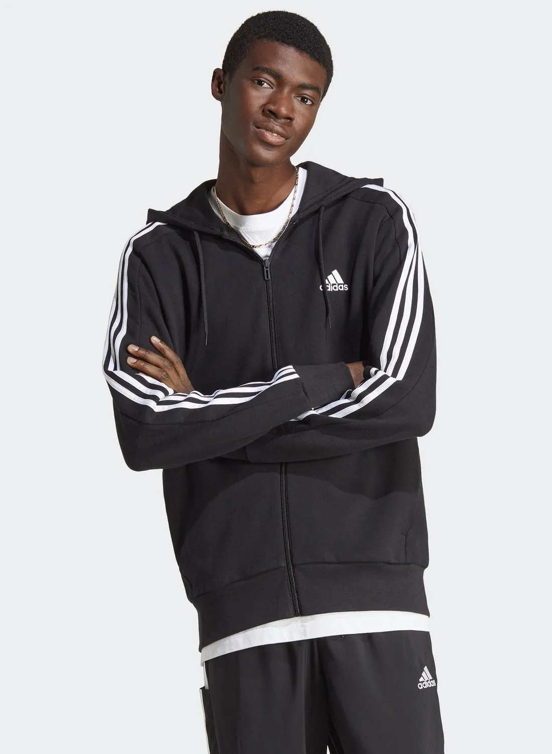 Adidas 3 Stripe Essential French Terry Hoodie