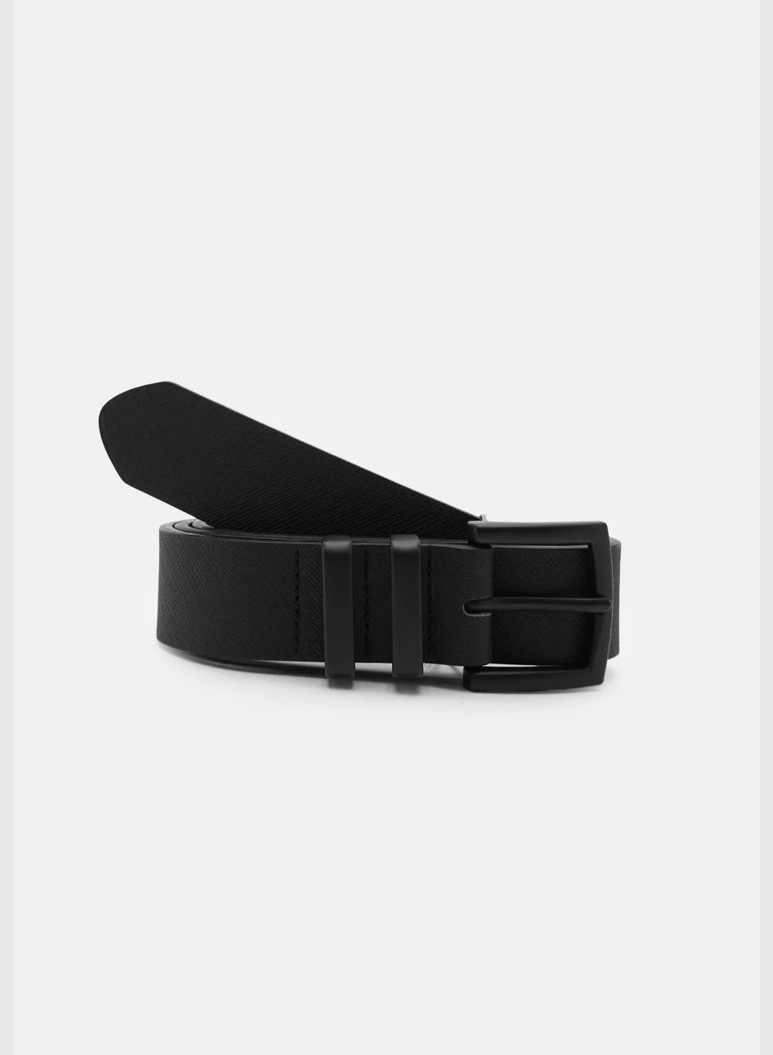 PULL&BEAR Black leather effect belt with double buckle