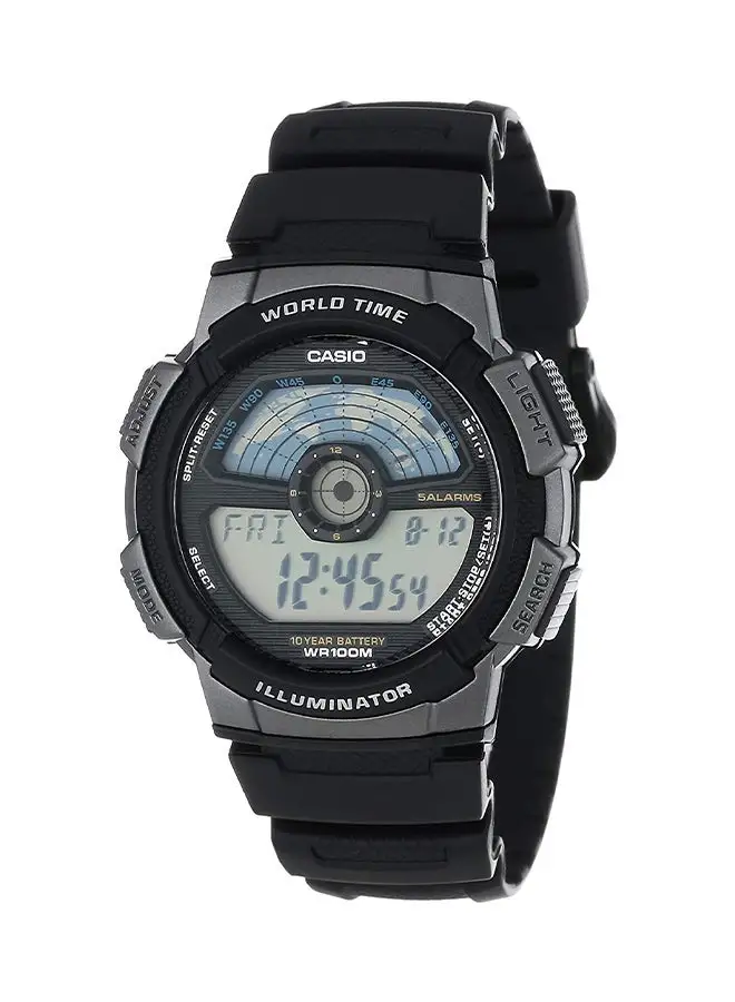 كاسيو ساعة رقمية راتينج للرجال AE-1100W-1AV - 44 ملم - أسود
