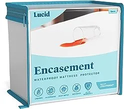 LUCID Encasement Mattress Protector - Completely Surrounds Mattress for Waterproof Protection,White