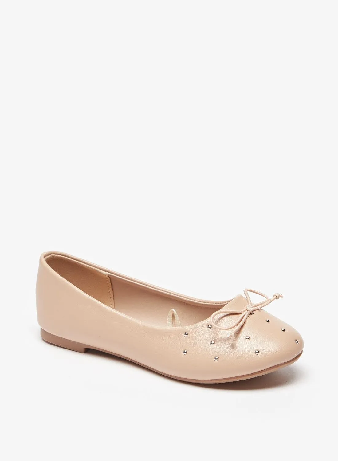 Flora Bella Embellished Slip On Ballerina Shoes with Bow Accent