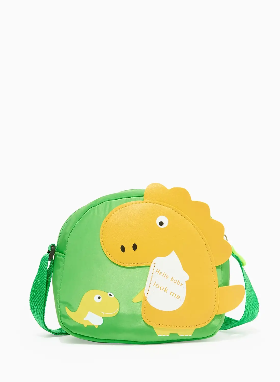 حقيبة ظهر مدرسية للأطفال مقاس واحد من أمل بطبعة حيوانات من البوليستر باللون الأخضر