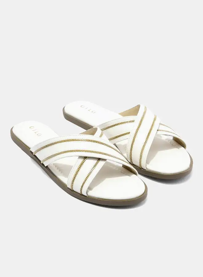 Aila Casual Flat Sandals White
