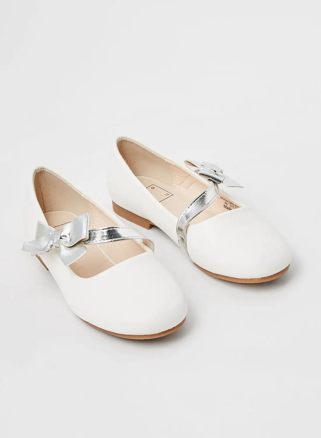 NEON Girls Fashionable Casual Ballerinas White/Silver