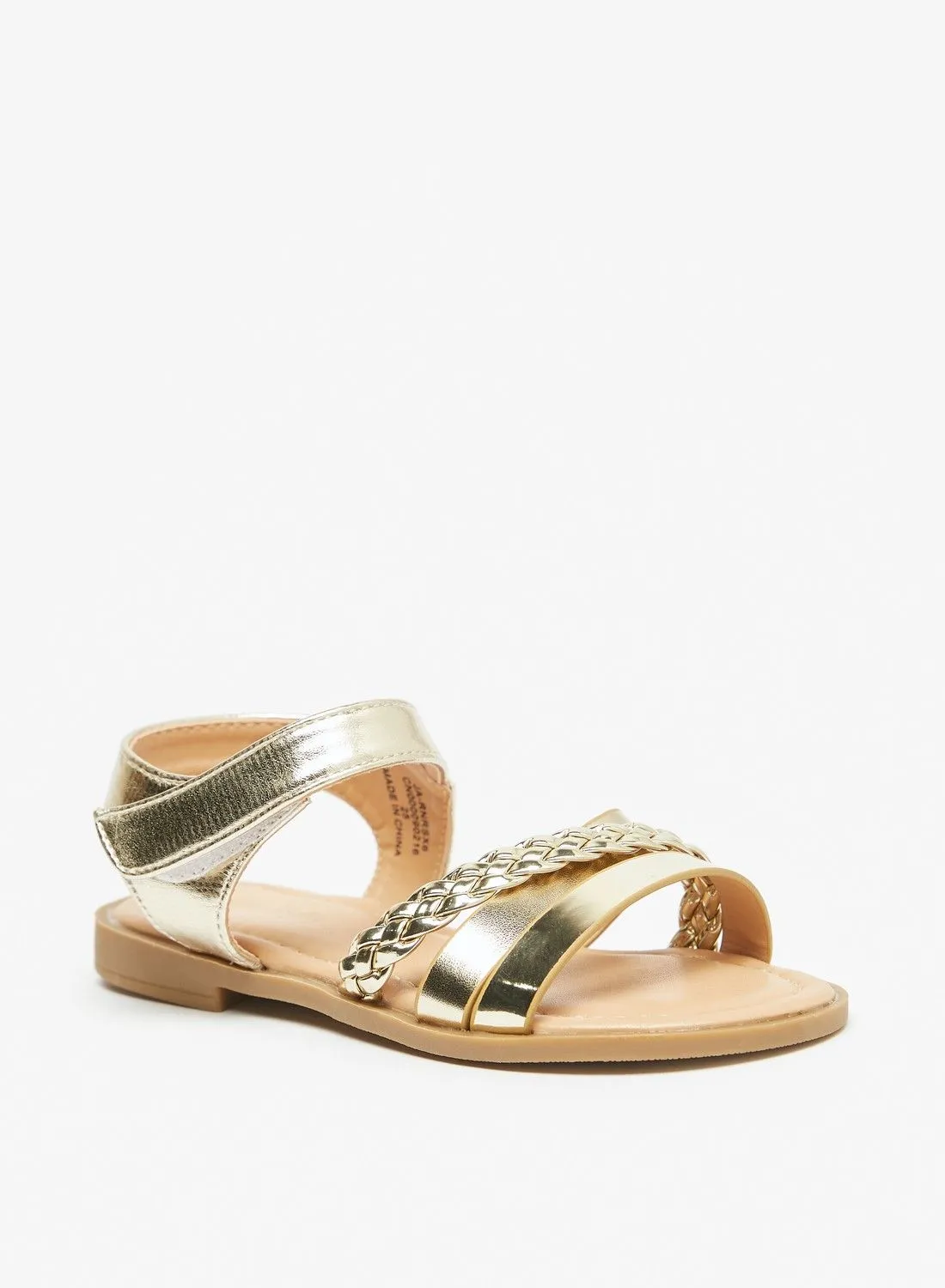 Flora Bella Braided Cross Strap Sandals with Hook and Loop Closure
