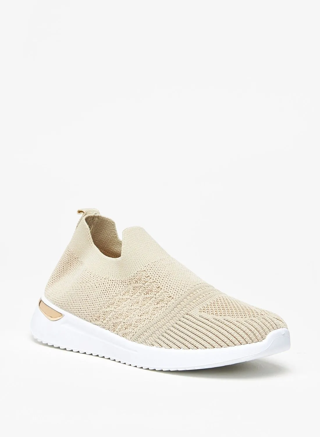 shoexpress Textured Slip-on Sports Shoes Beige