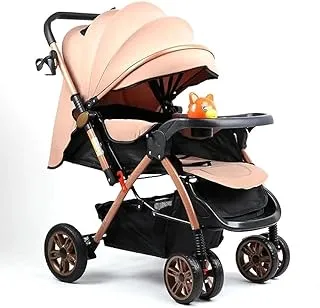 MG Kiddie 0-3 years Baby/Kids Travel stroller with Adjustable/Reversible handle, Large Storage Basket, Front tray, Linen Canopy, adjustable Backrest - 9912F KHAKI
