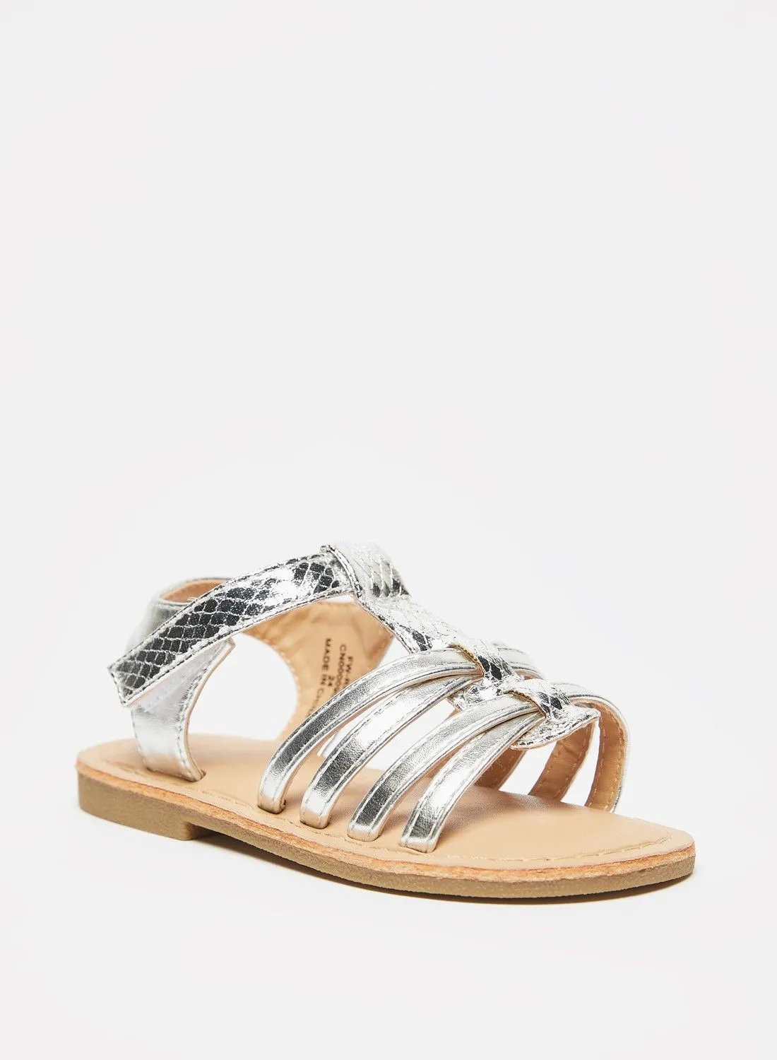 Flora Bella Textured Strap Sandals with Hook and Loop Closure