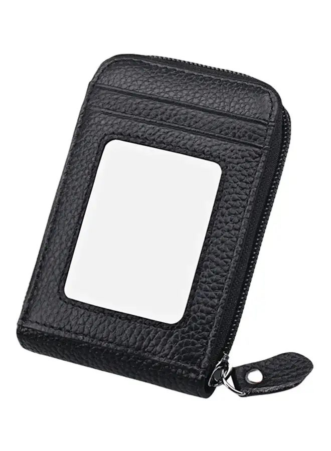 Generic Leather Zipperd Credit Card Holder With Mirror Black
