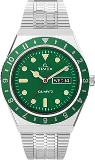 Men's Q Diver 38mm Quartz Watch, Silver/Green, One Size, 38 mm Q Timex Reissue Stainless Steel Bracelet Watch