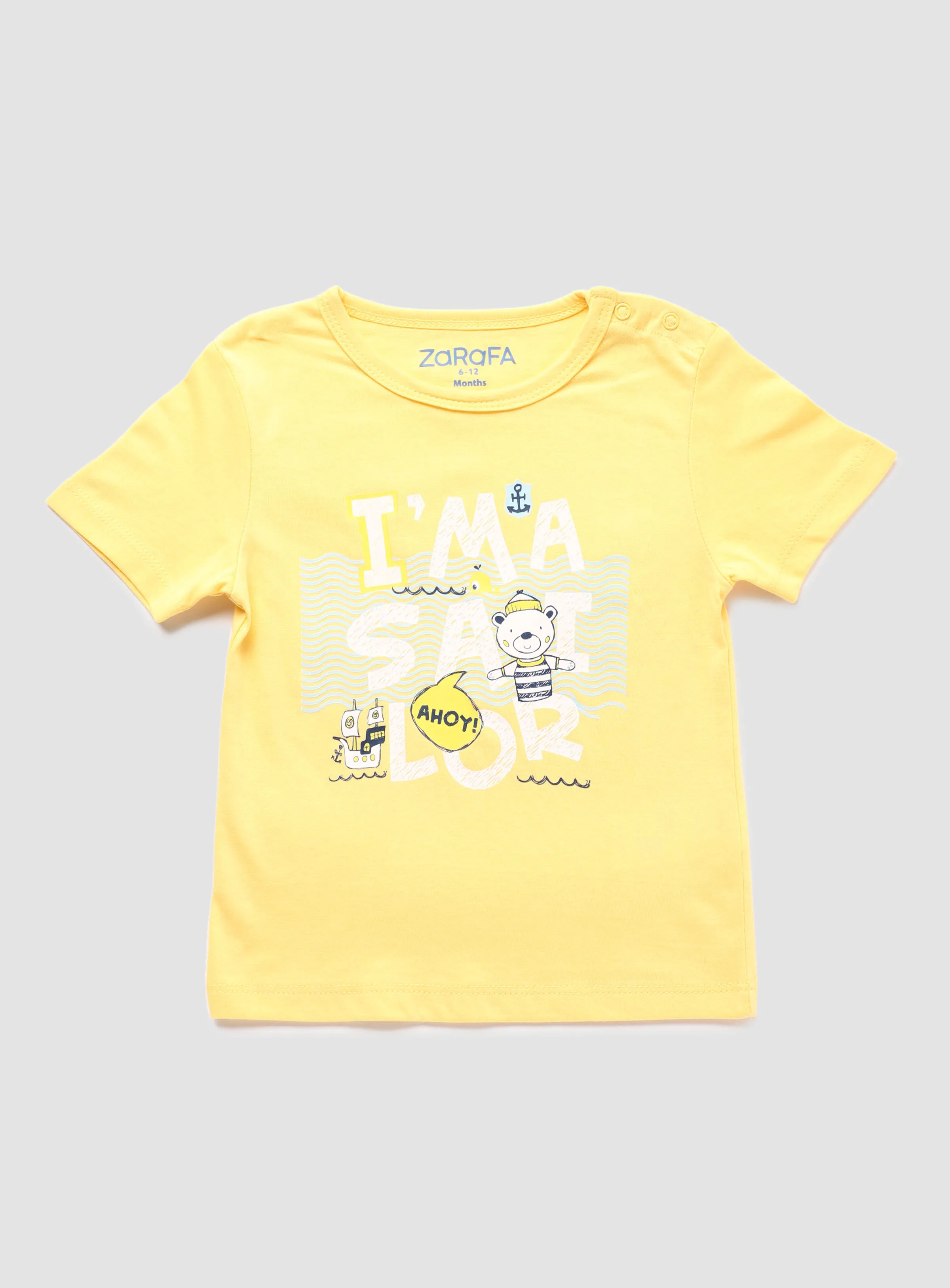 Zarafa Baby Boys Round Neck Short Sleeve T-Shirt Lemon Yellow