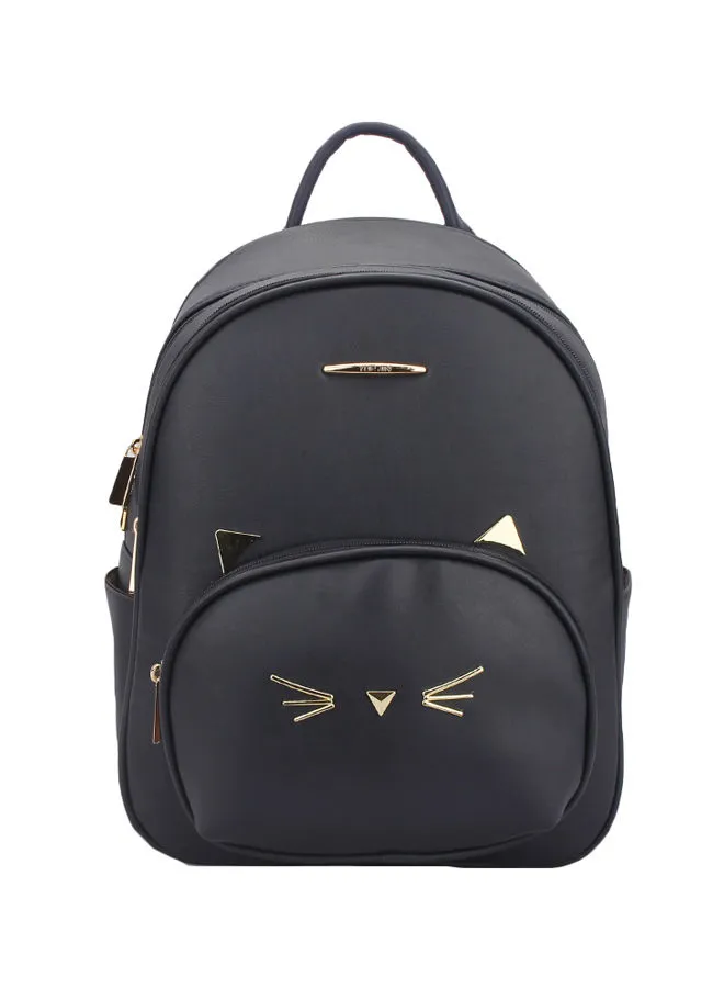 YUEJIN Faux Leather Fashion Backpack Black