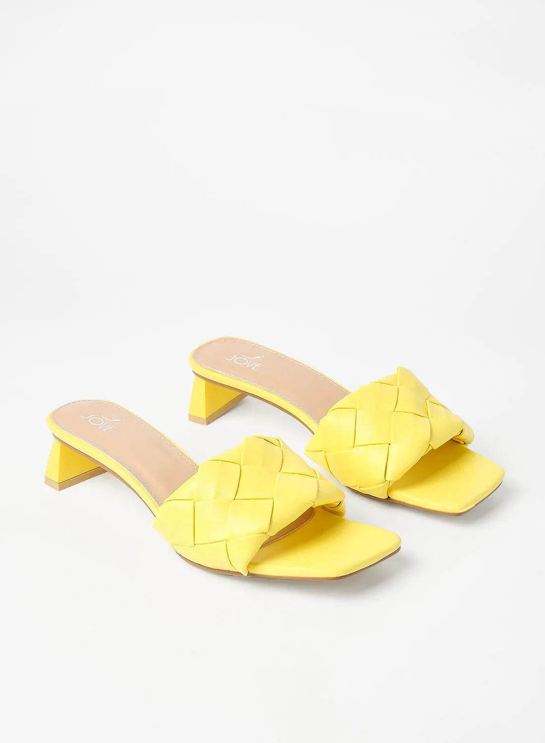 Jove Stylish Elegant Heeled Sandals Yellow