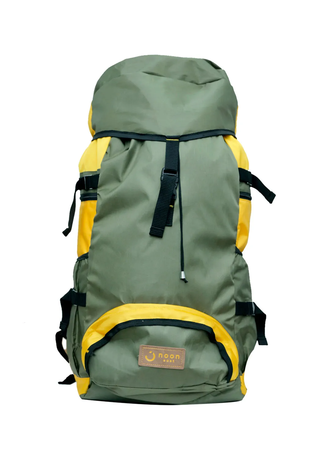Noon East 60L Drawstring Water Resistant Multi Compartment Unisex Polyester Hiking/Trekking/Camping Backpack Compatible With 15 Inch Laptop Green/Yellow