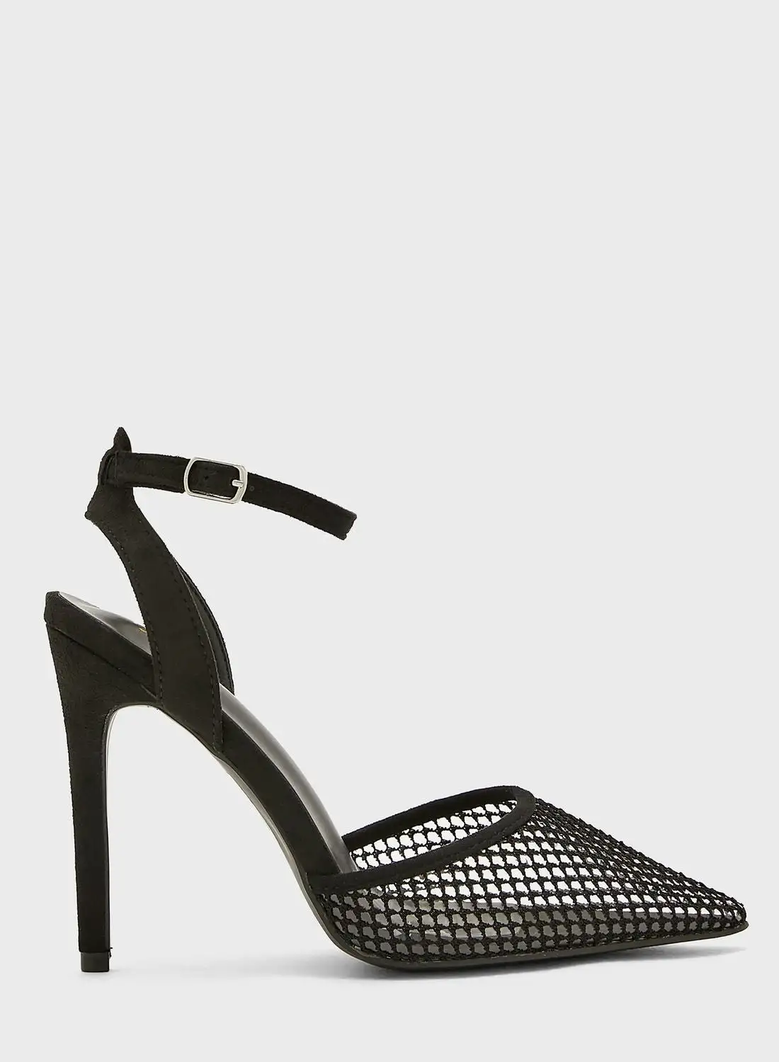 Ginger Pointed Ankle Strap Mesh Stiletto