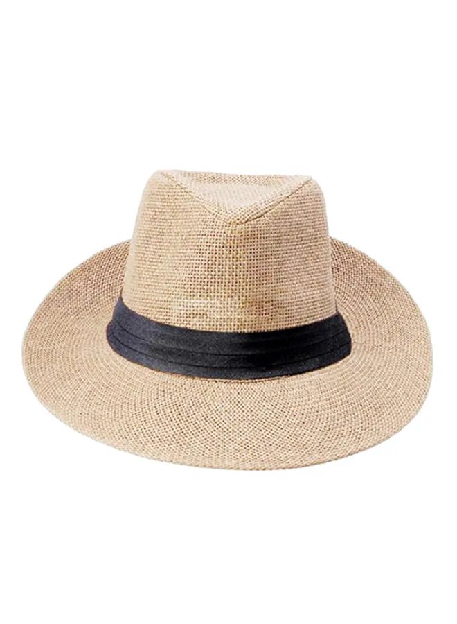 Bluelans Ribbon Decor قبعة بنما كاكي