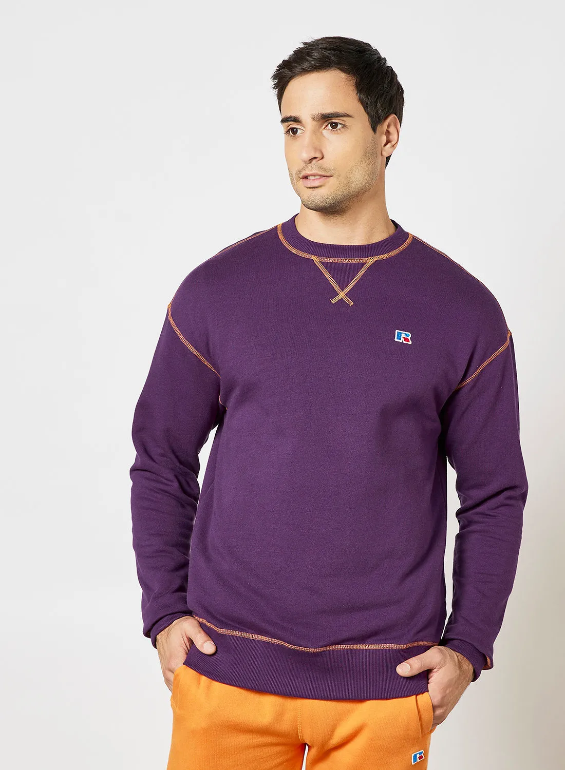 Russell Athletic Contrast Stitch Sweatshirt Purple