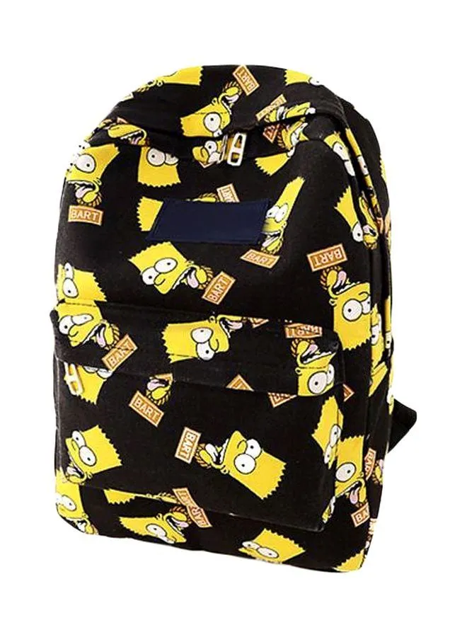Generic Printed Canvas Backpack Black/Yellow/White