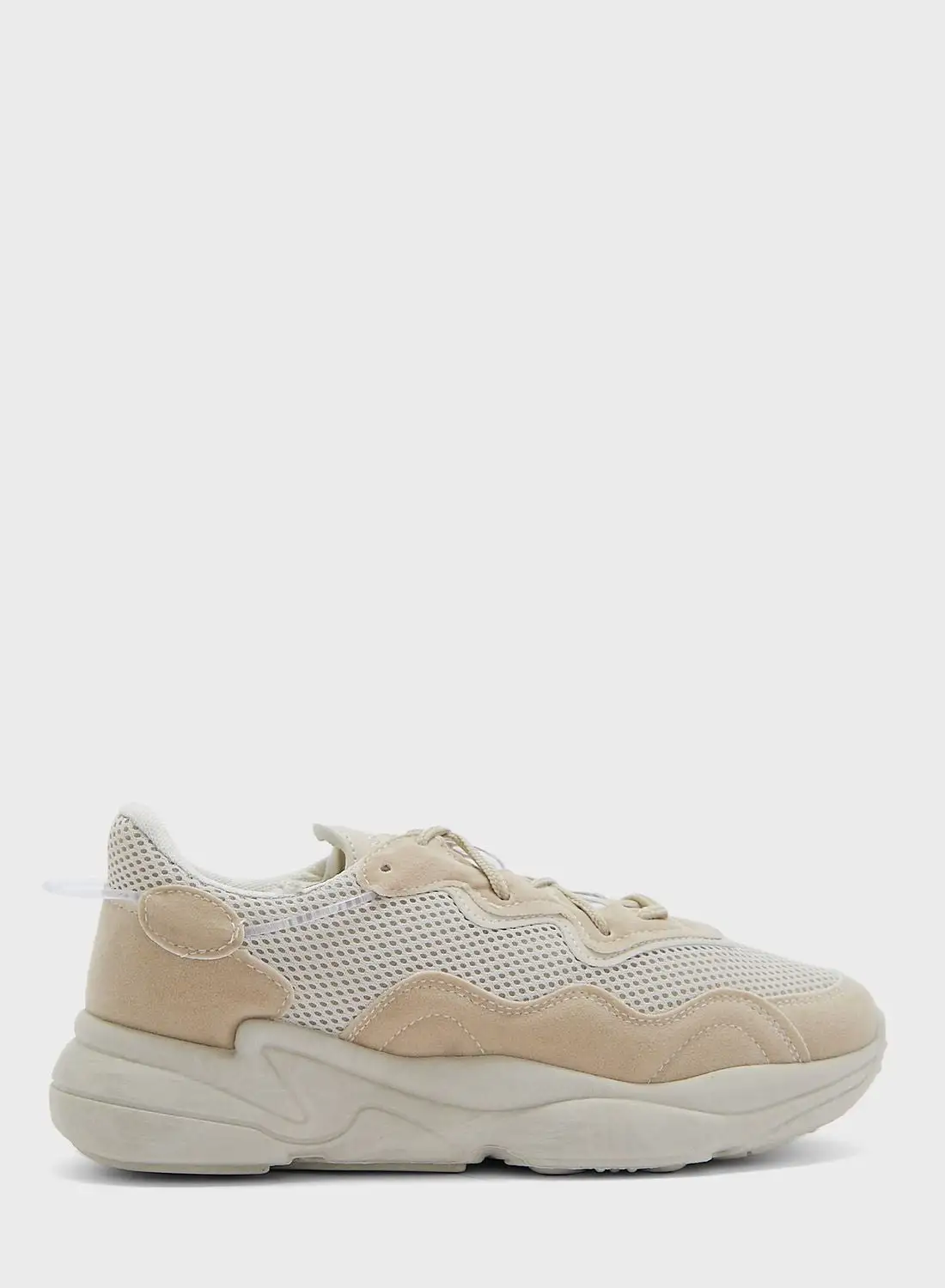 Truffle Total Nude Pu Lace-Up Chunky Sneakers