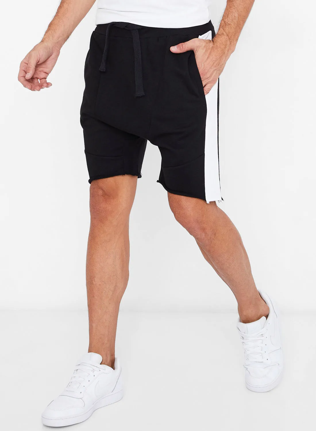 STATE 8 Side Panelled Knit Shorts Black/White