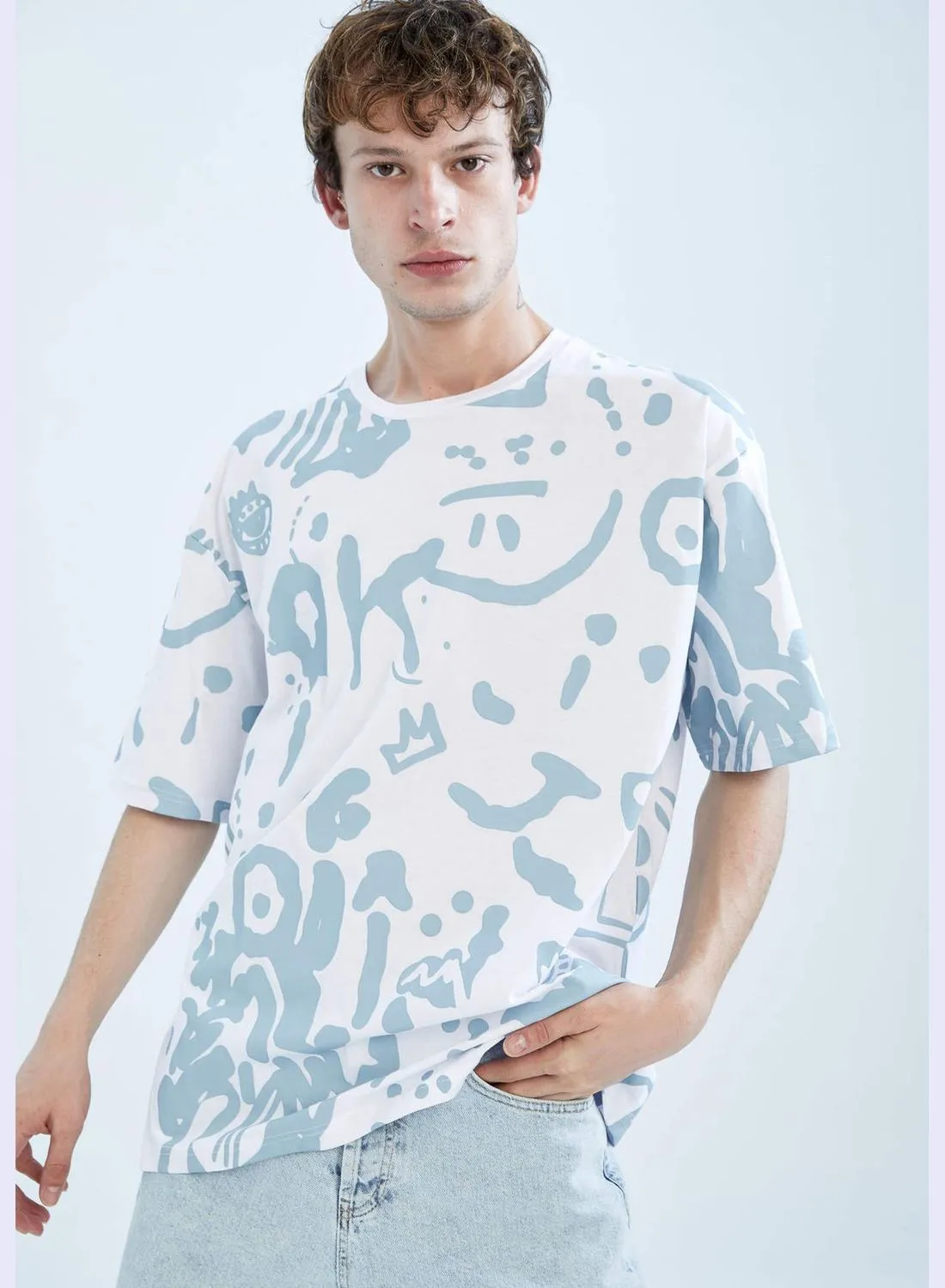 DeFacto Oversized Short Sleeve Text Print T-Shirt