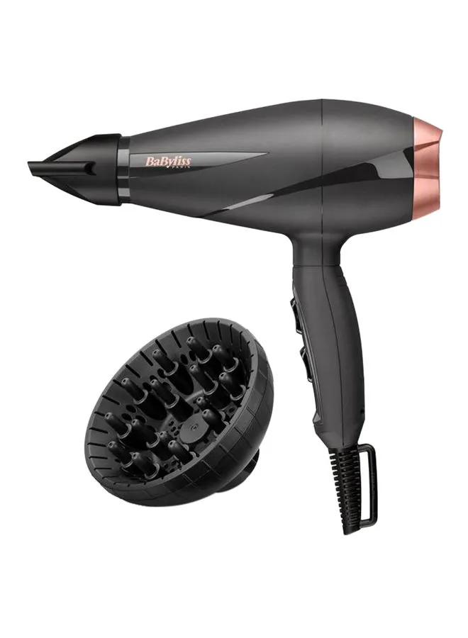 babyliss Paris Hair Dryer Salon-Grade Motor With 2100W And Ionic Frizz-Control 6Mm Ultra-Slim Concentrator Nozzle With Lockable Cold Shot Italian-Made For Lasting Performance - 6709DSDE, Black Black