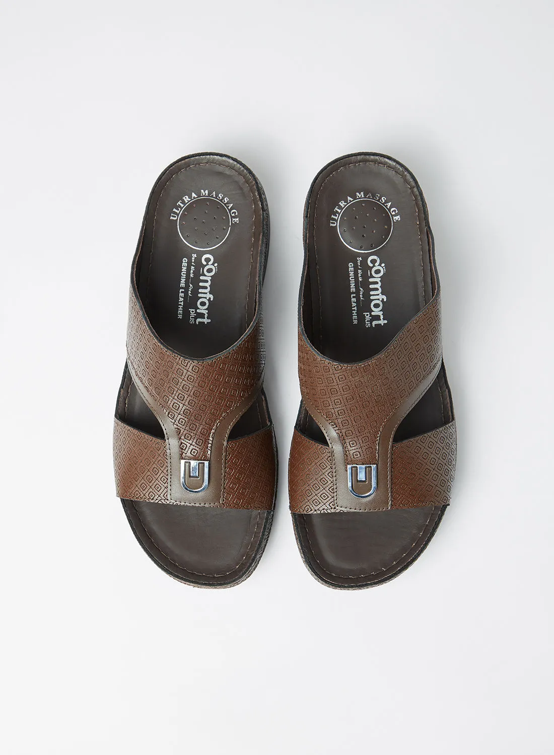 Comfort Plus Patterned Strap Sandals Brown