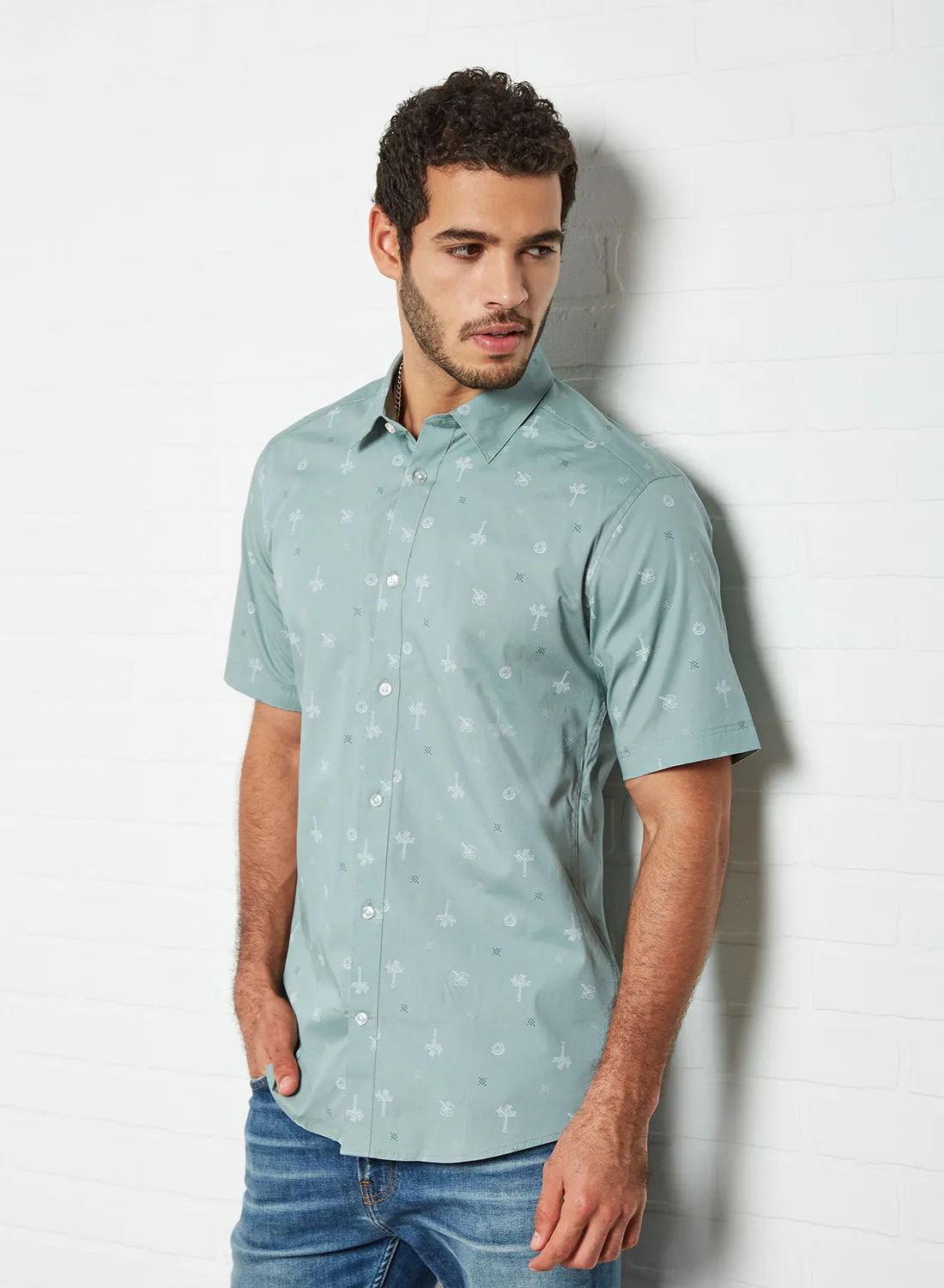ONLY & SONS Bart Short Sleeve Shirt Silver Blue