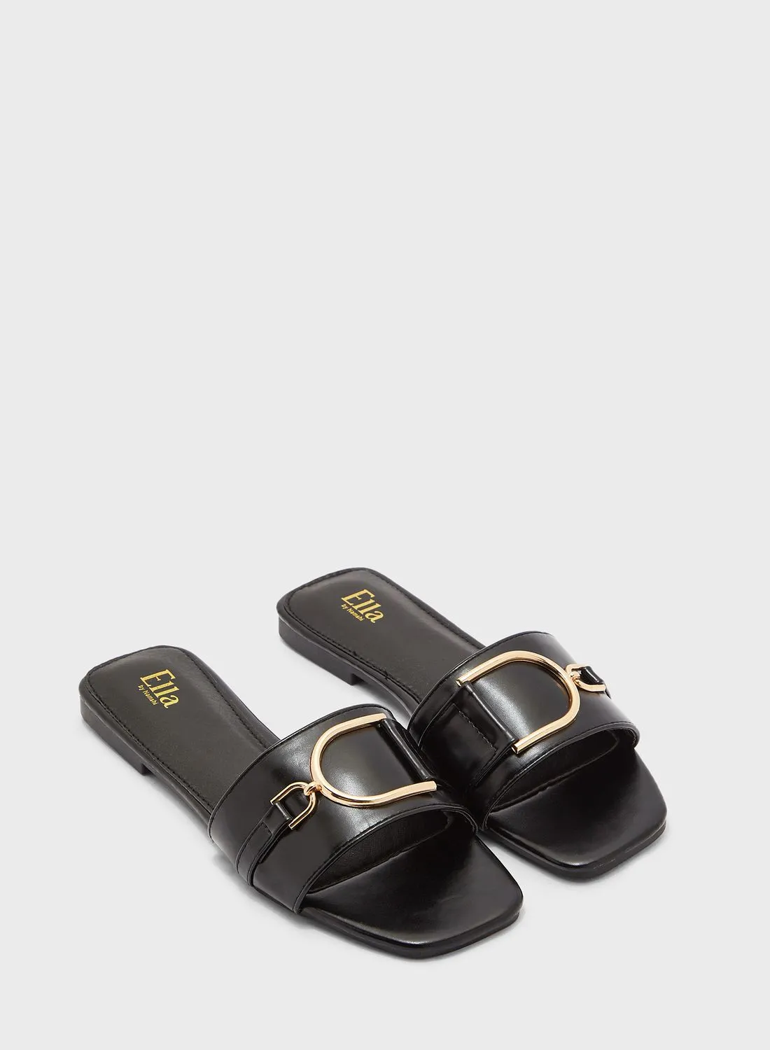 ELLA Gold Hardware Detail Flat Sandal