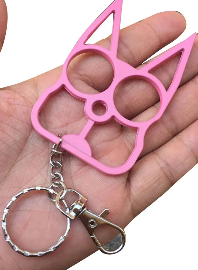 Generic Cat Finger Buckle Self-Defense Key Chain Pink