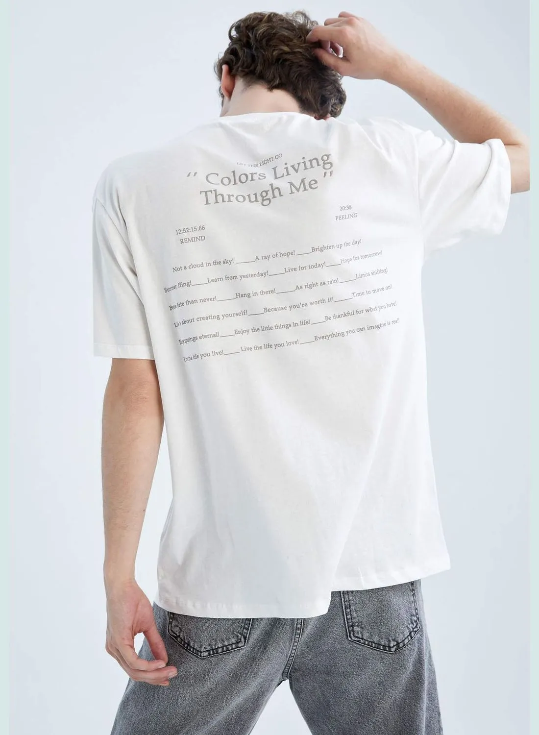 DeFacto Boxy Fit Short Sleeve Back Slogan Print T-Shirt