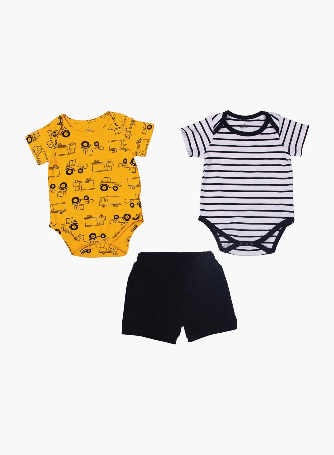 POP MAGIC Baby Boy 2-Piece Rompers And Bottom Set Yellow/White/Black