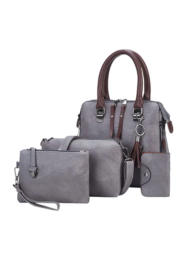 Generic 4-Piece Double Zipper Bags Grey
