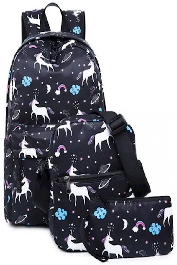 Generic Set Of 3 Unicorn Backpack Multi Color