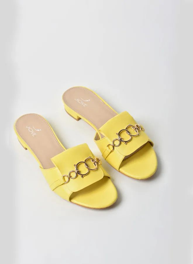 Jove Round Toe Slip-On Casual Sandals Yellow