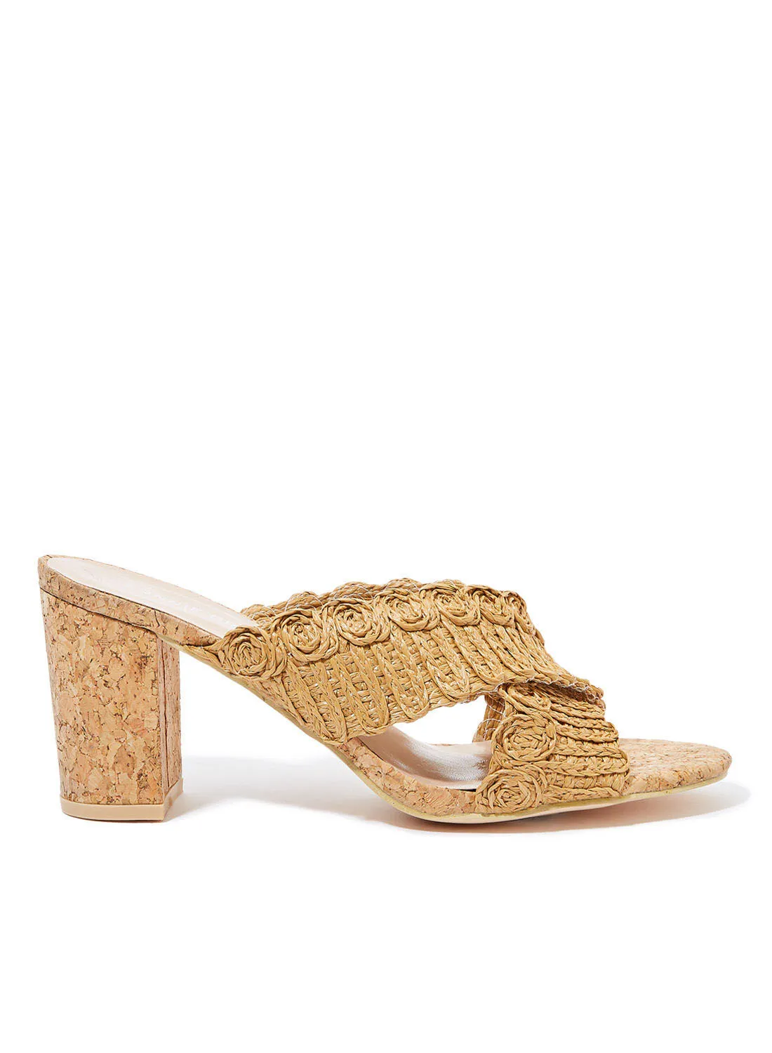 Ronnie Grey Knit Top Sandals Camel