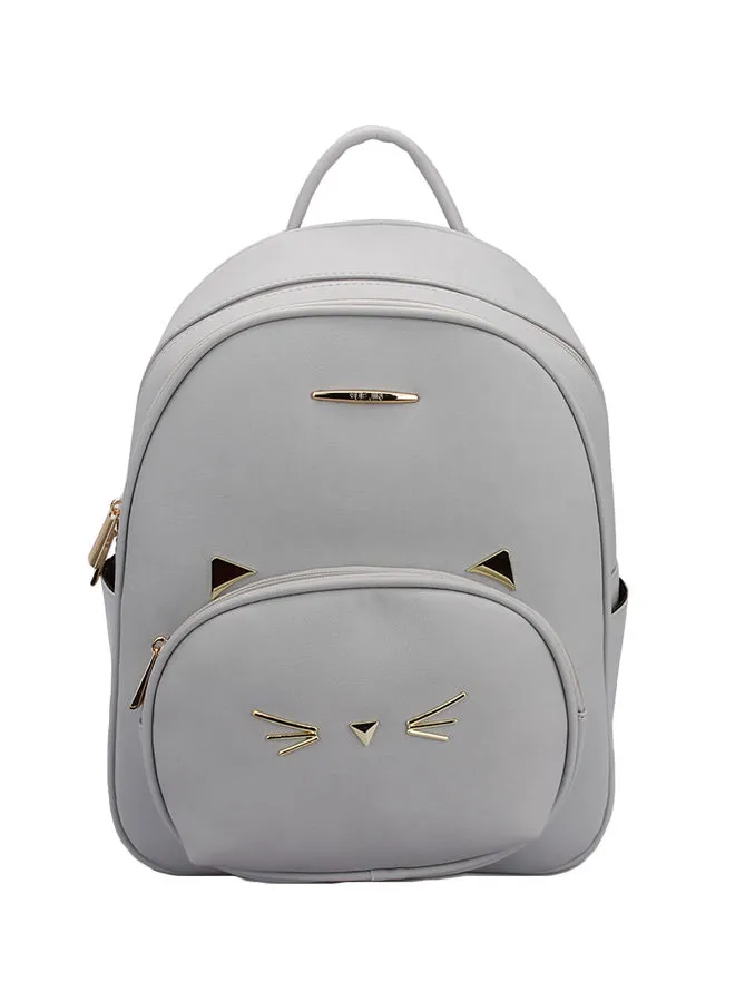 YUEJIN Faux Leather Fashion Backpack Grey