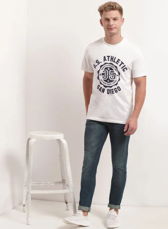 QUWA Printed Short Sleeves T-Shirt Single White