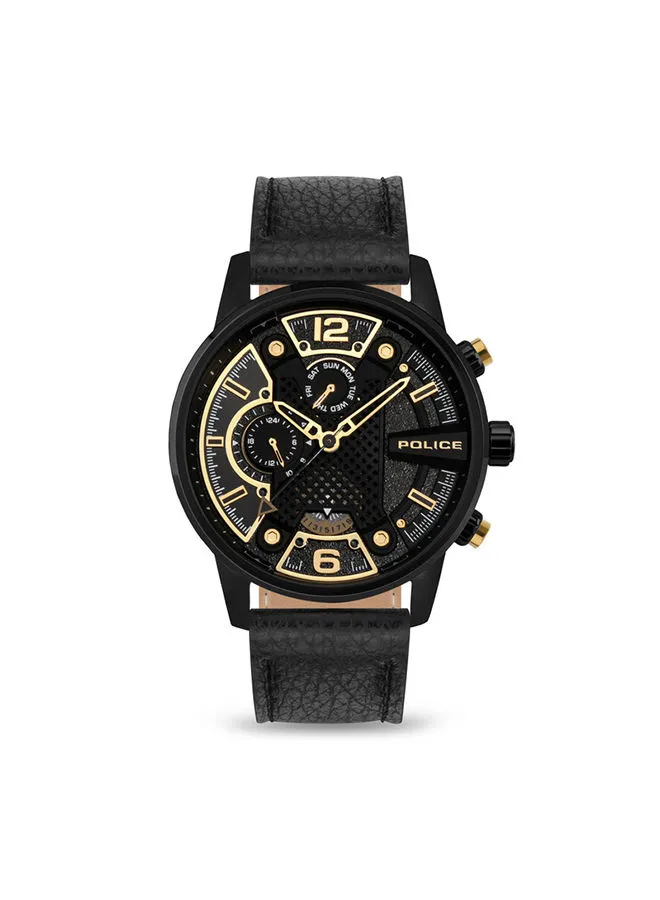 POLICE Men's Chronograph Leather Wrist Watch PEWJF2203301 - 48mm -Black