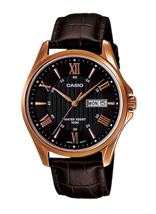 CASIO Men's Leather Analog Watch MTP-1384L-1AVDF